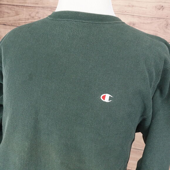 VINTAGE CHAMPION REVERSE WEAVE GREEN BLANK USA MADE CREW NECK SWEATSHIRT L 90s - Picture 2 of 8